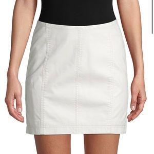 Free people white leather mini skirt
